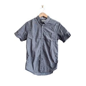 Billabong Mens Casual Button Down Shirt Short Sleeve Cotton Black White Small